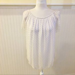 Luisa Ricci White Polka Dot Silk Blouse Medium
